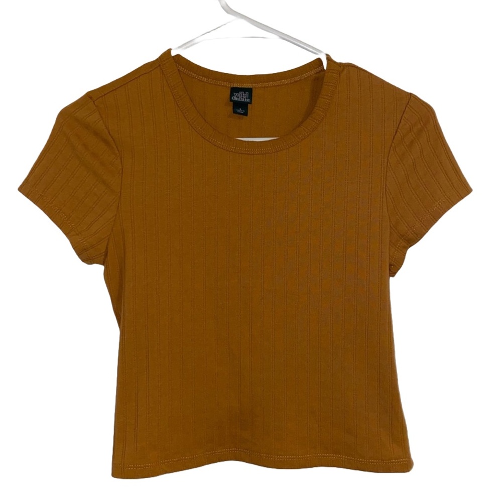 Wild Fable Mustard Short Sleeve Open Back Twist Crop Top Size Small
